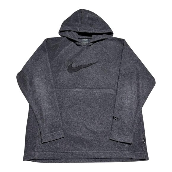 Vintage 2000s Nike Swoosh‎ Fleece Gray Hoodie Sweatshirt Women’s Large - Picture 1 of 6